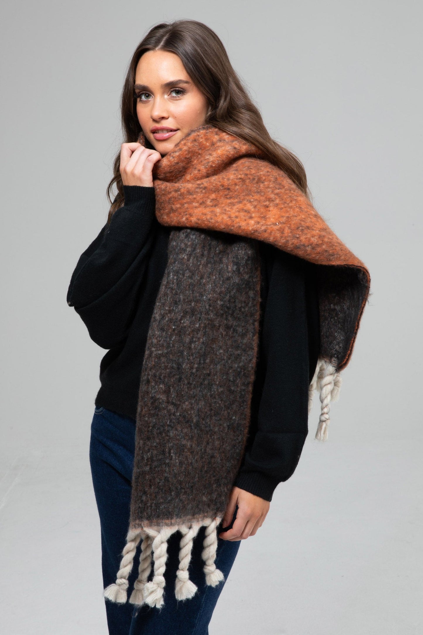 Tully Scarf - Orange W Brown