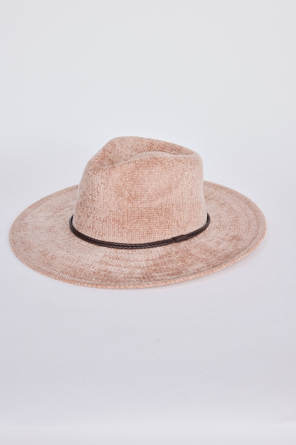Journey Hat - Tan hat in tan with wide brim silhouette, front view on white background