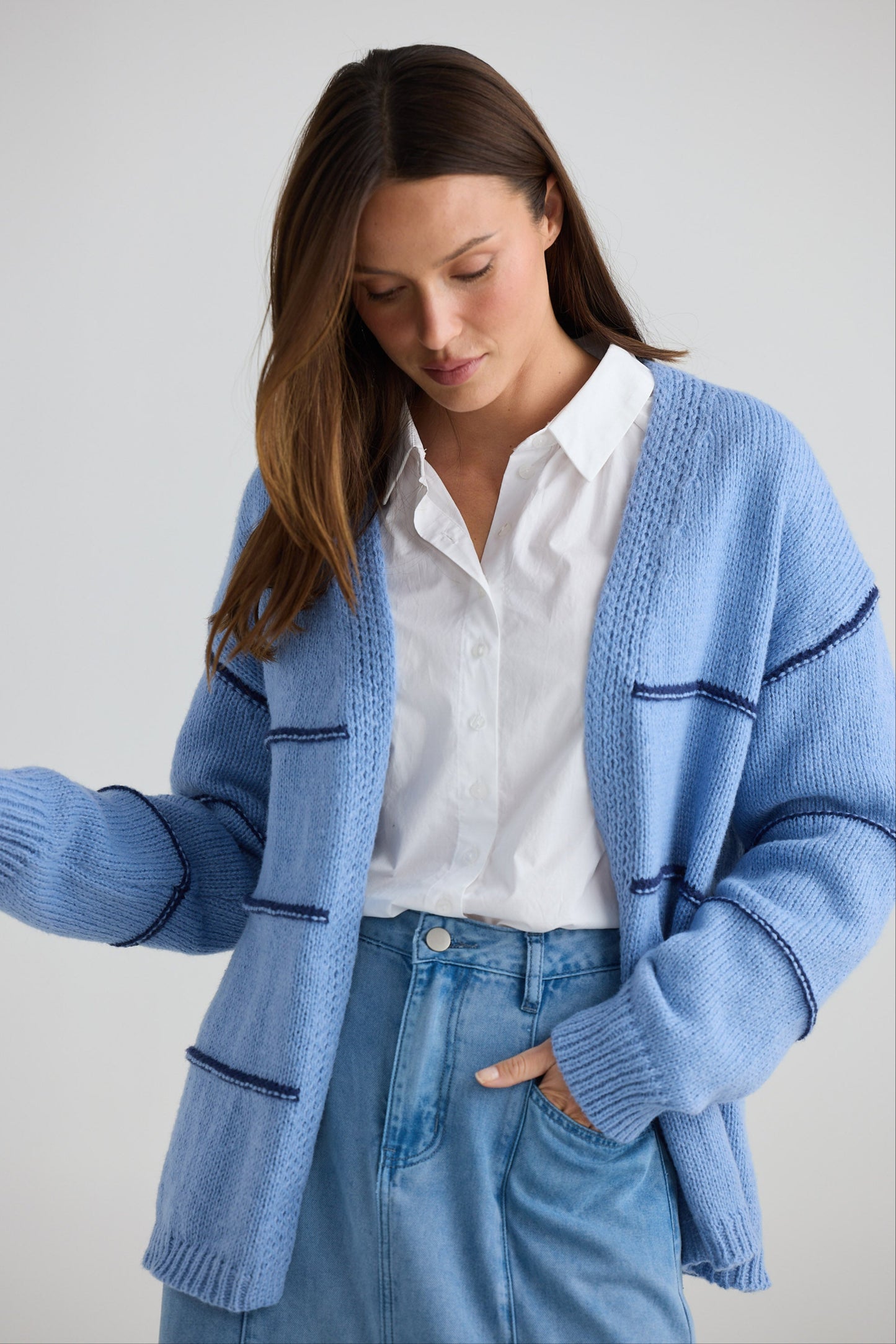 Seaside Cardi - Navy Stripe