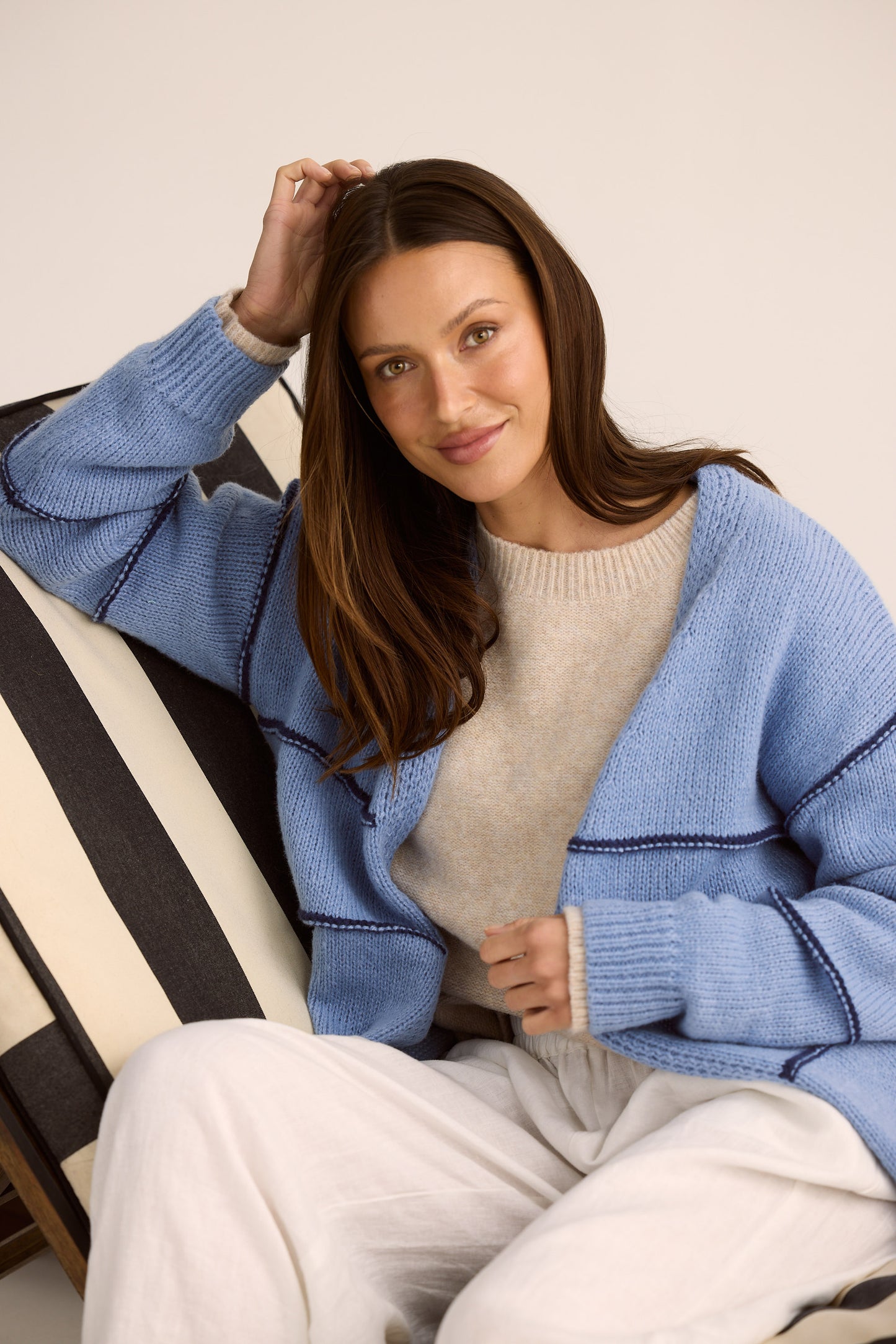 Seaside Cardi - Navy Stripe