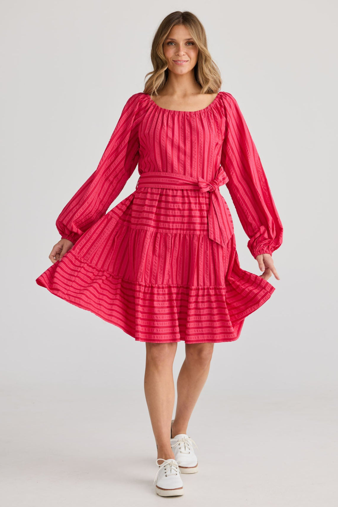 Lakeside Dress - Hibiscus Stripe