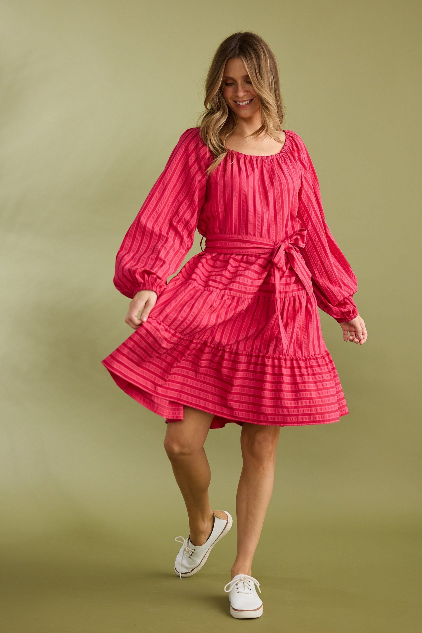 Lakeside Dress - Hibiscus Stripe
