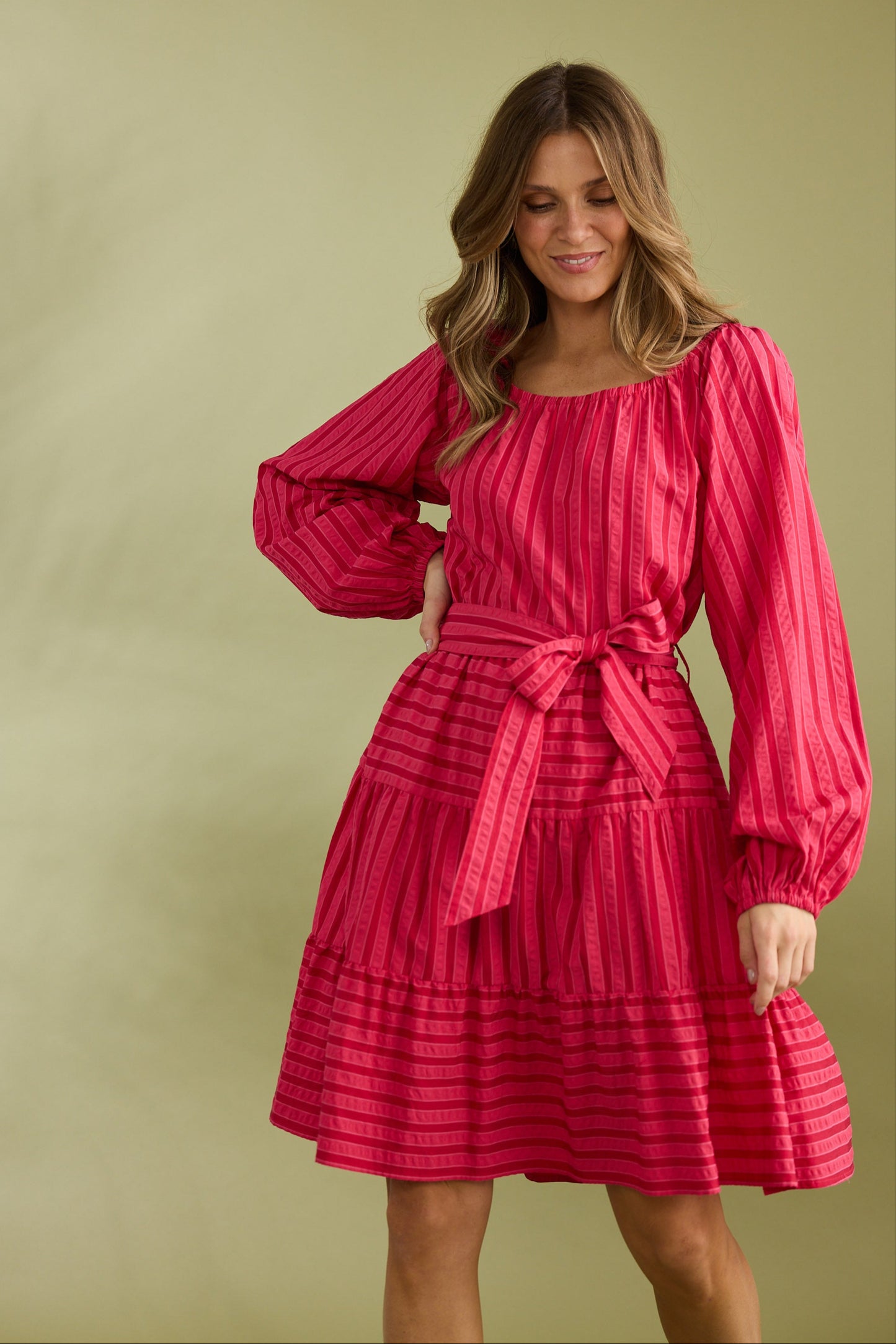 Lakeside Dress - Hibiscus Stripe