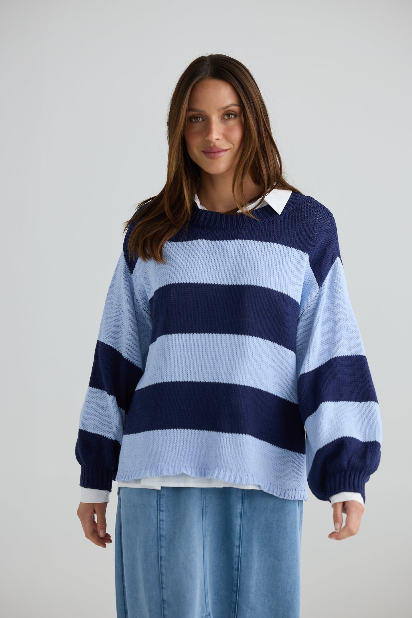 Driftwood Knit - Navy w Pale Blue