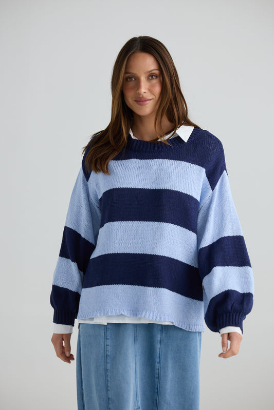 Driftwood Knit - Navy w Pale Blue