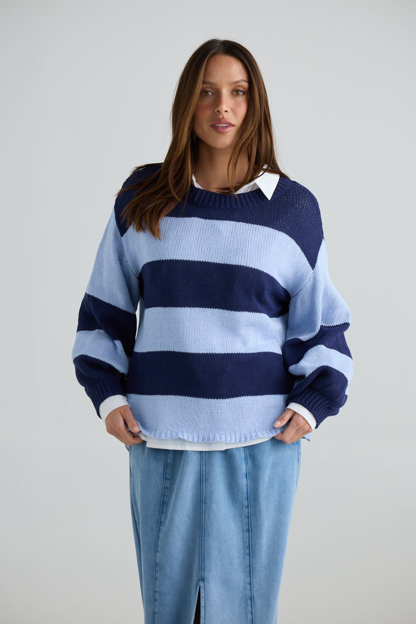 Driftwood Knit - Navy w Pale Blue