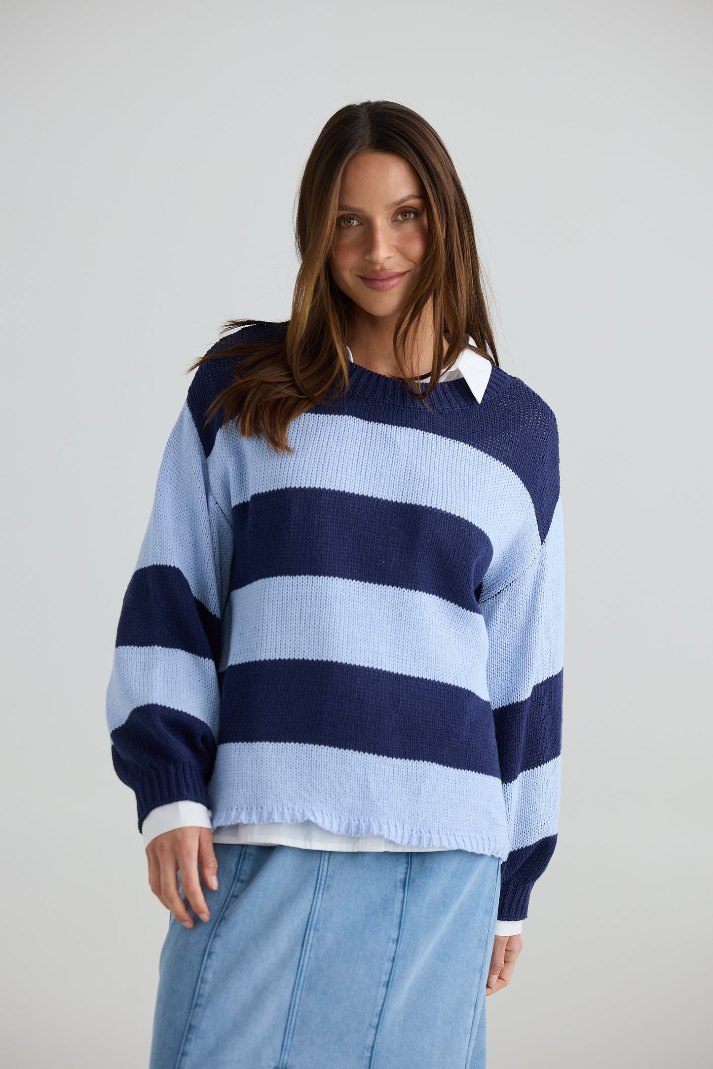 Driftwood Knit - Navy w Pale Blue
