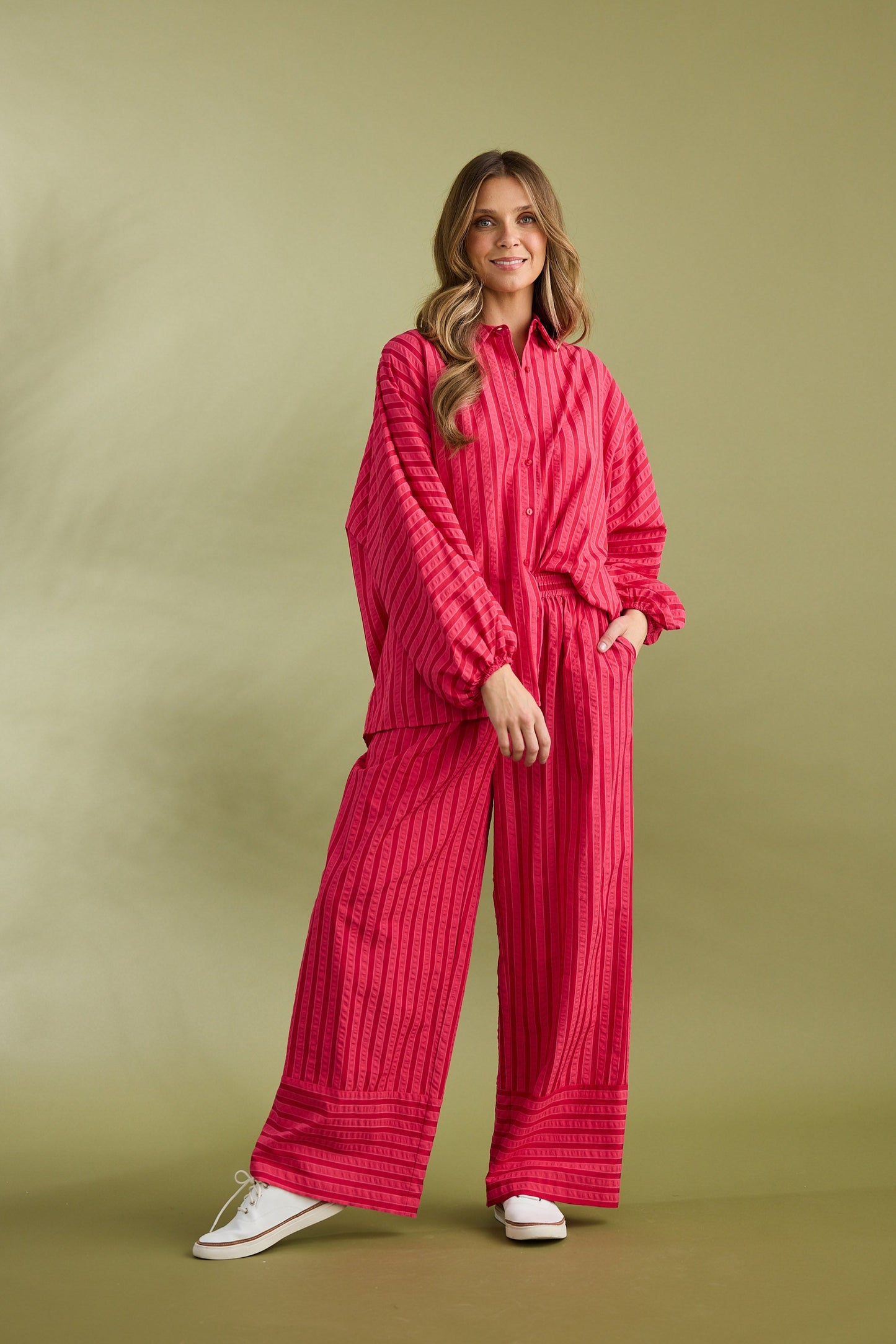 Mariah Pant - Hibiscus Stripe