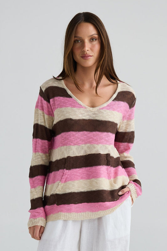Breeze Knit - Choc Stripe