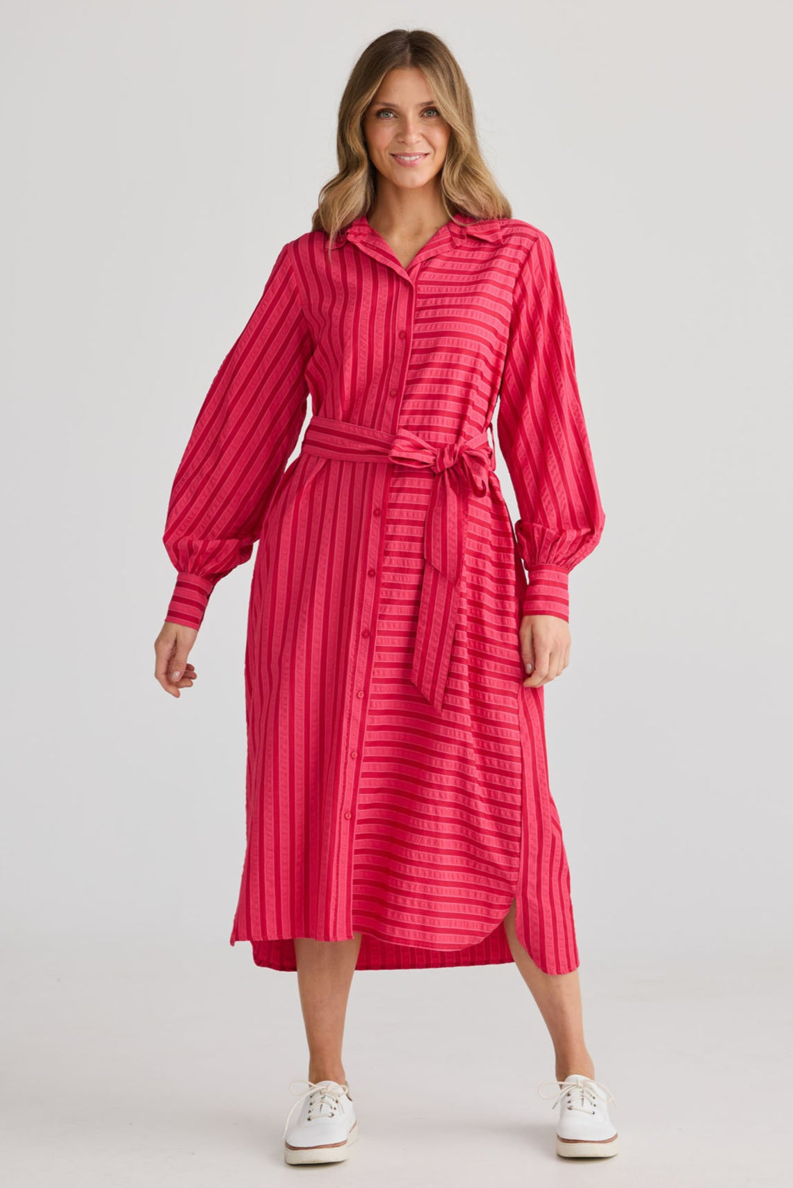 Carnation Shirt Dress - Hibiscus Stripe