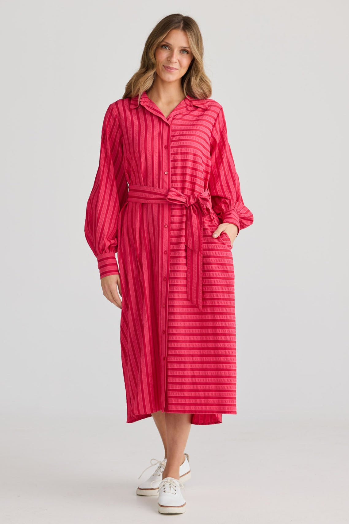 Carnation Shirt Dress - Hibiscus Stripe