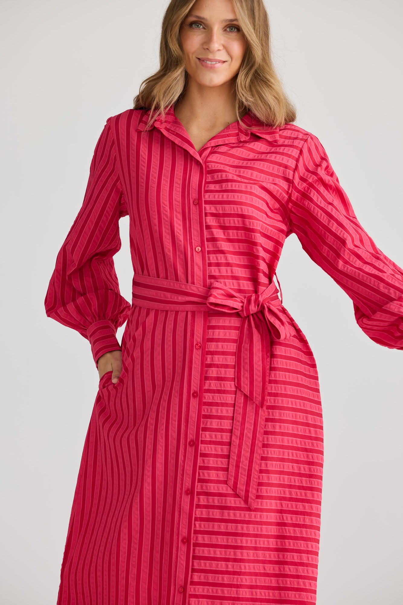 Carnation Shirt Dress - Hibiscus Stripe