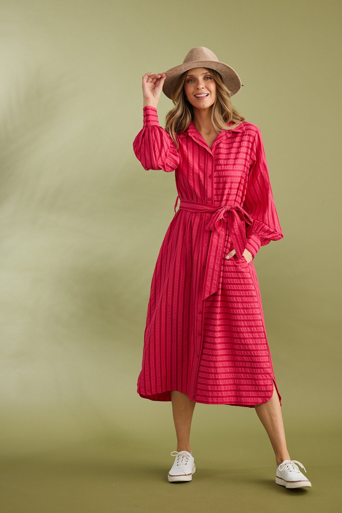 Carnation Shirt Dress - Hibiscus Stripe