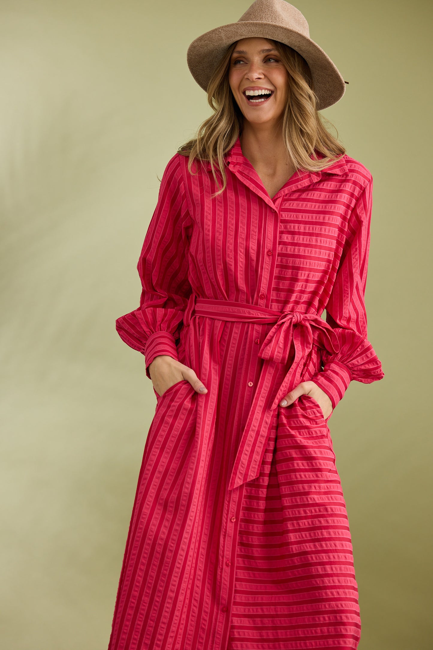 Carnation Shirt Dress - Hibiscus Stripe