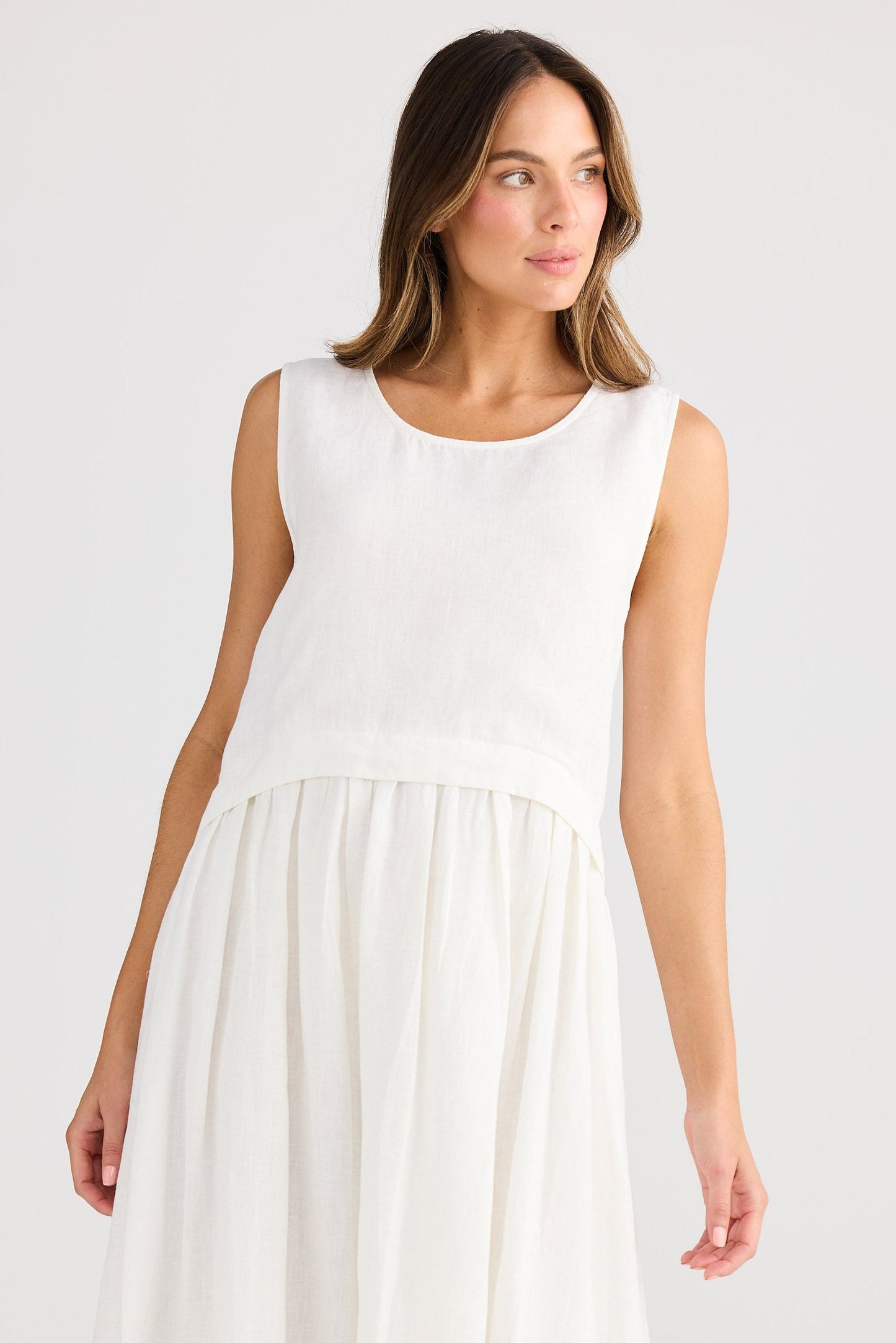 St Tropez Dress - White Linen