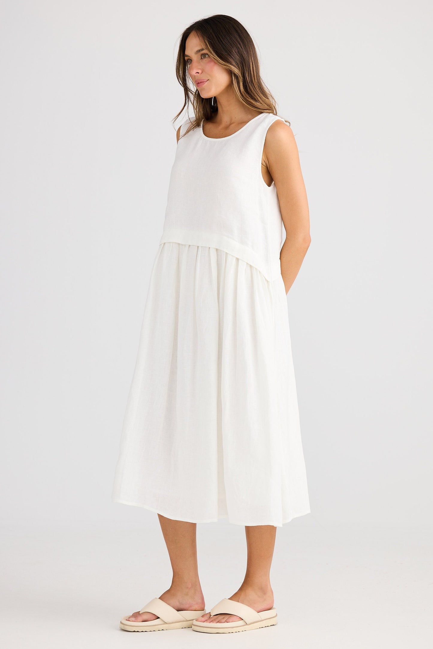 St Tropez Dress - White Linen