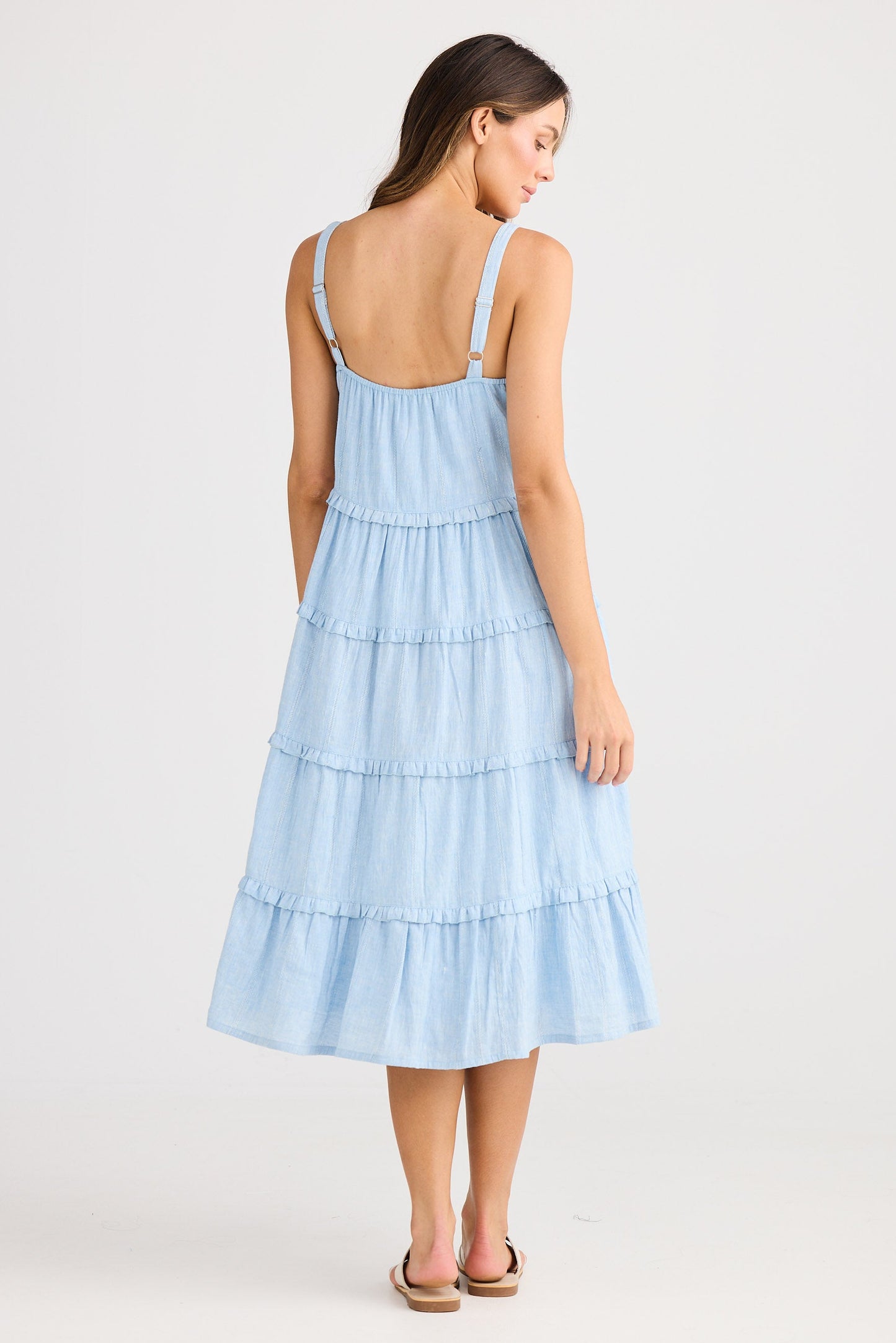 Alita Dress - Blue Self Stripe