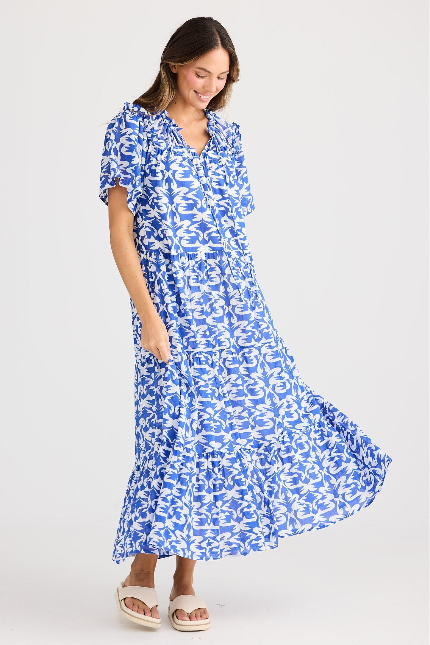 Soliel Midi Dress - Tile Print