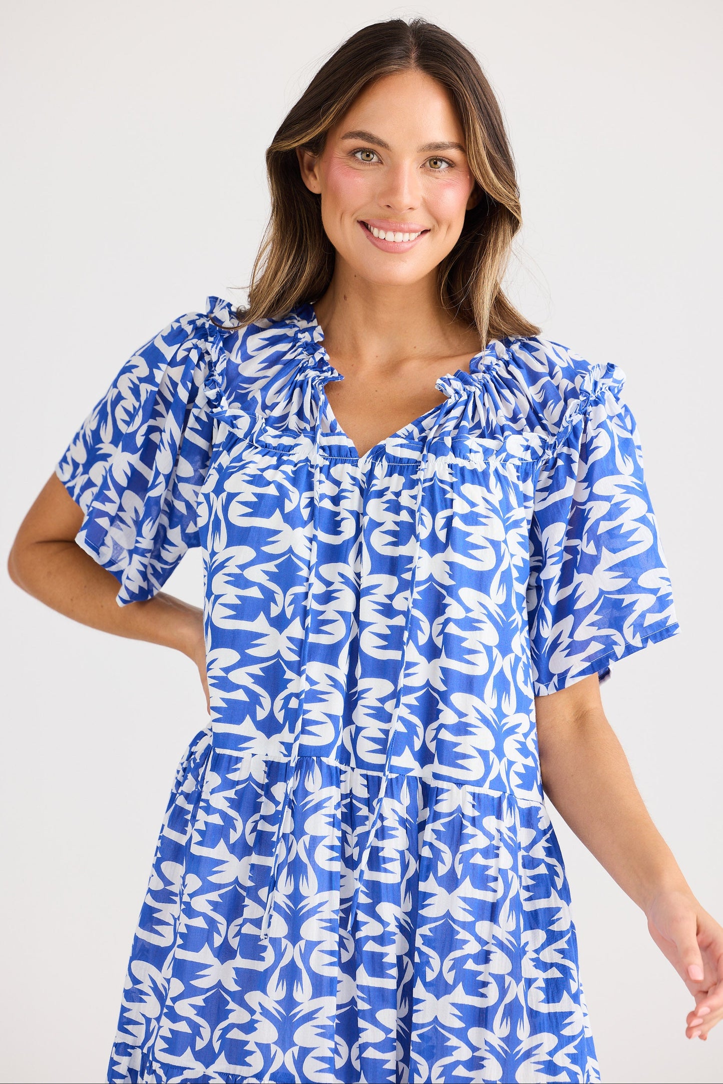 Soliel Midi Dress - Tile Print