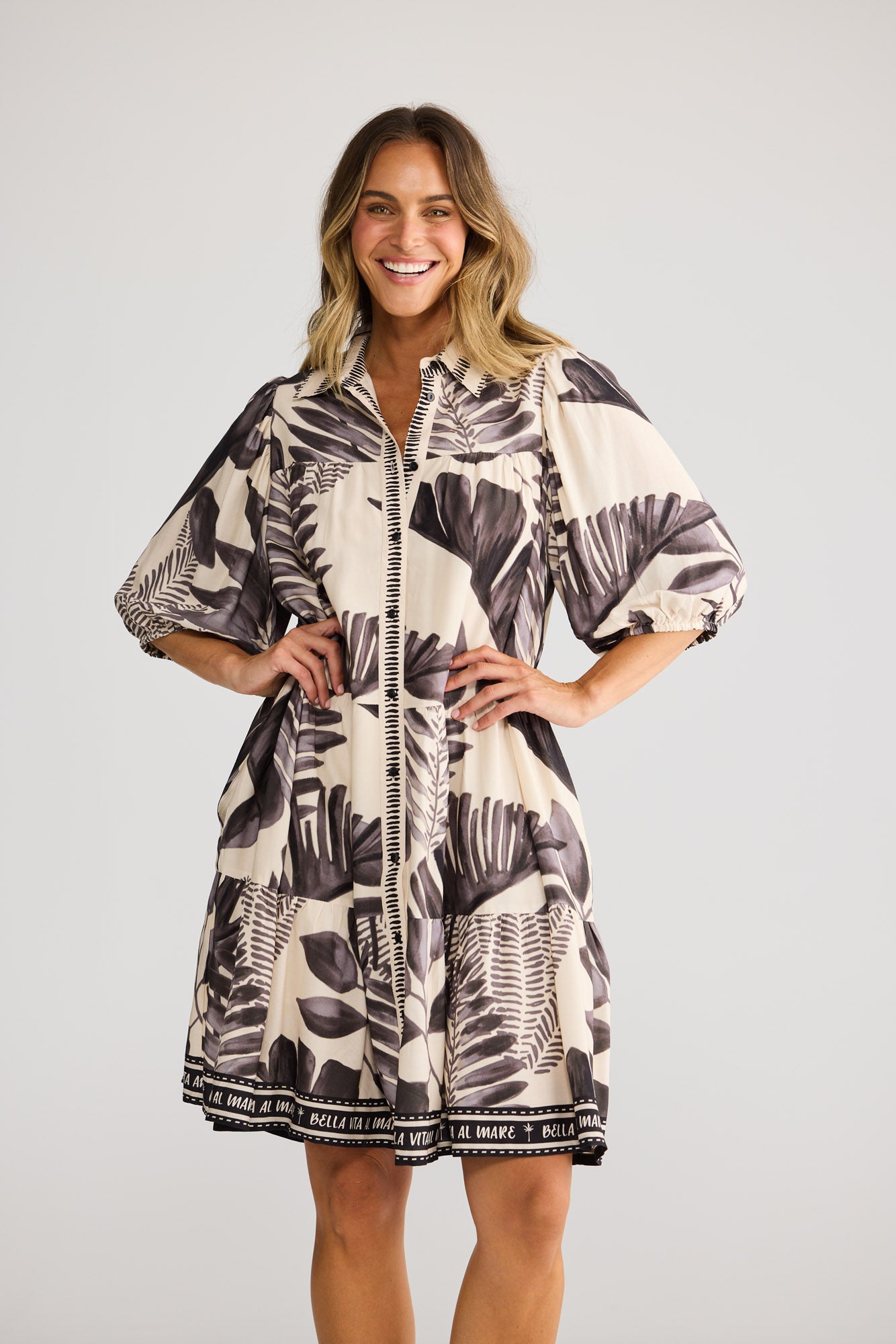 Fiji Dress in Sunset Palm — additional view.