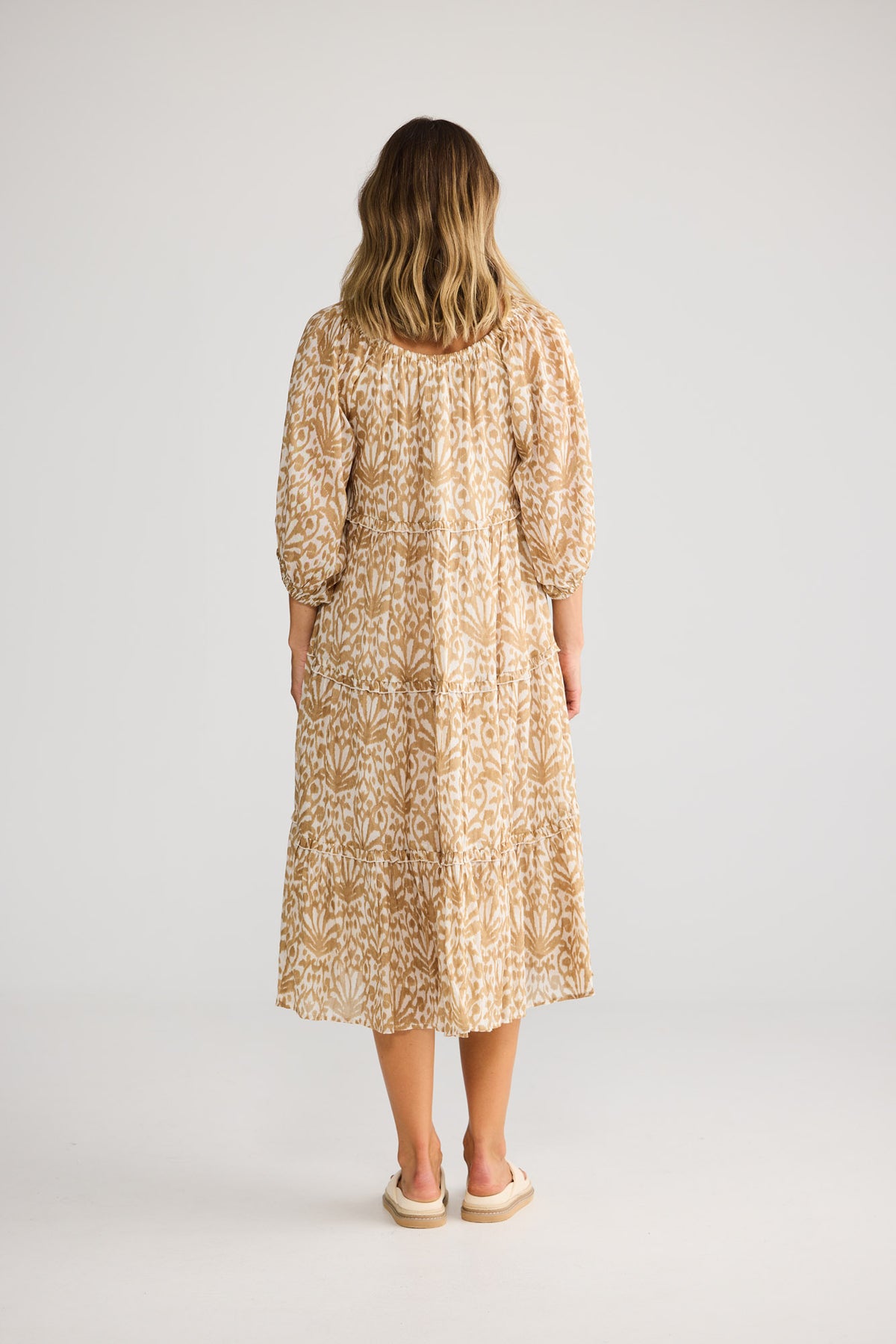 Grenadine Dress in Taupe Spring Fan — additional view 3.