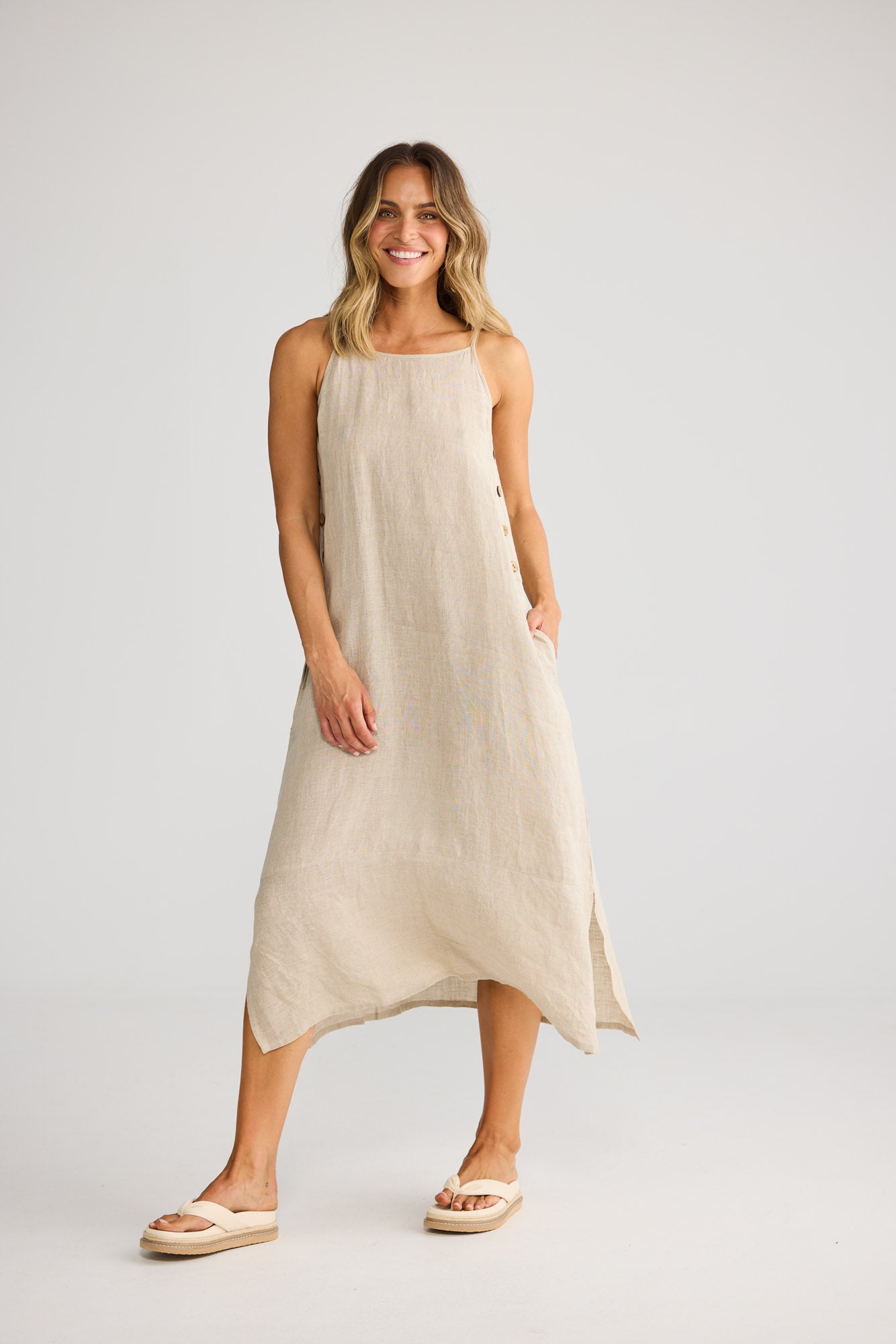 Cliffside Maxi Dress in Natural Linen — additional view 3.