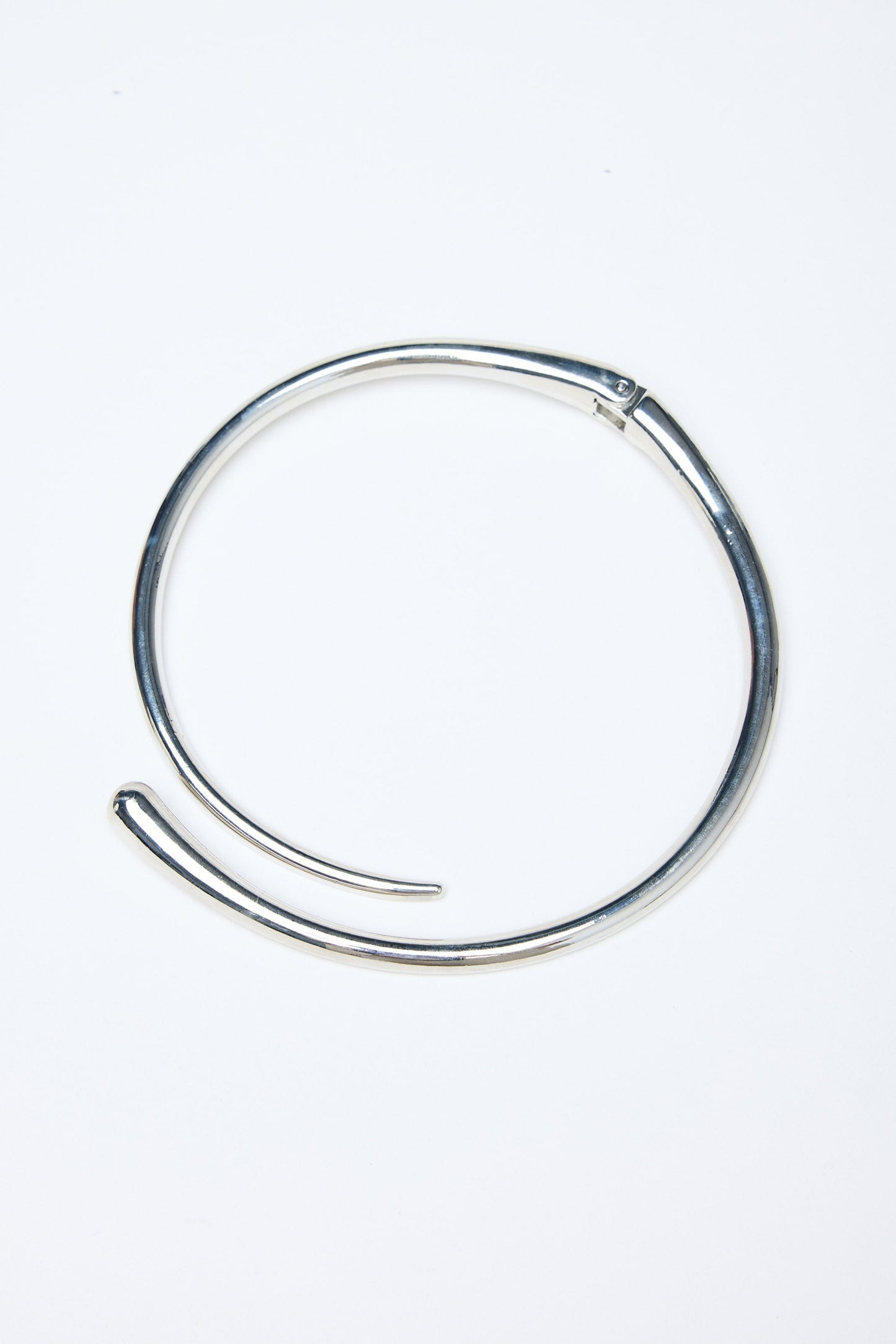 Silver necklace on a white background