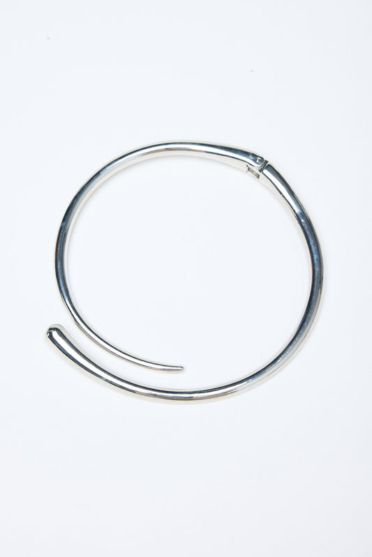 Silver necklace on a white background