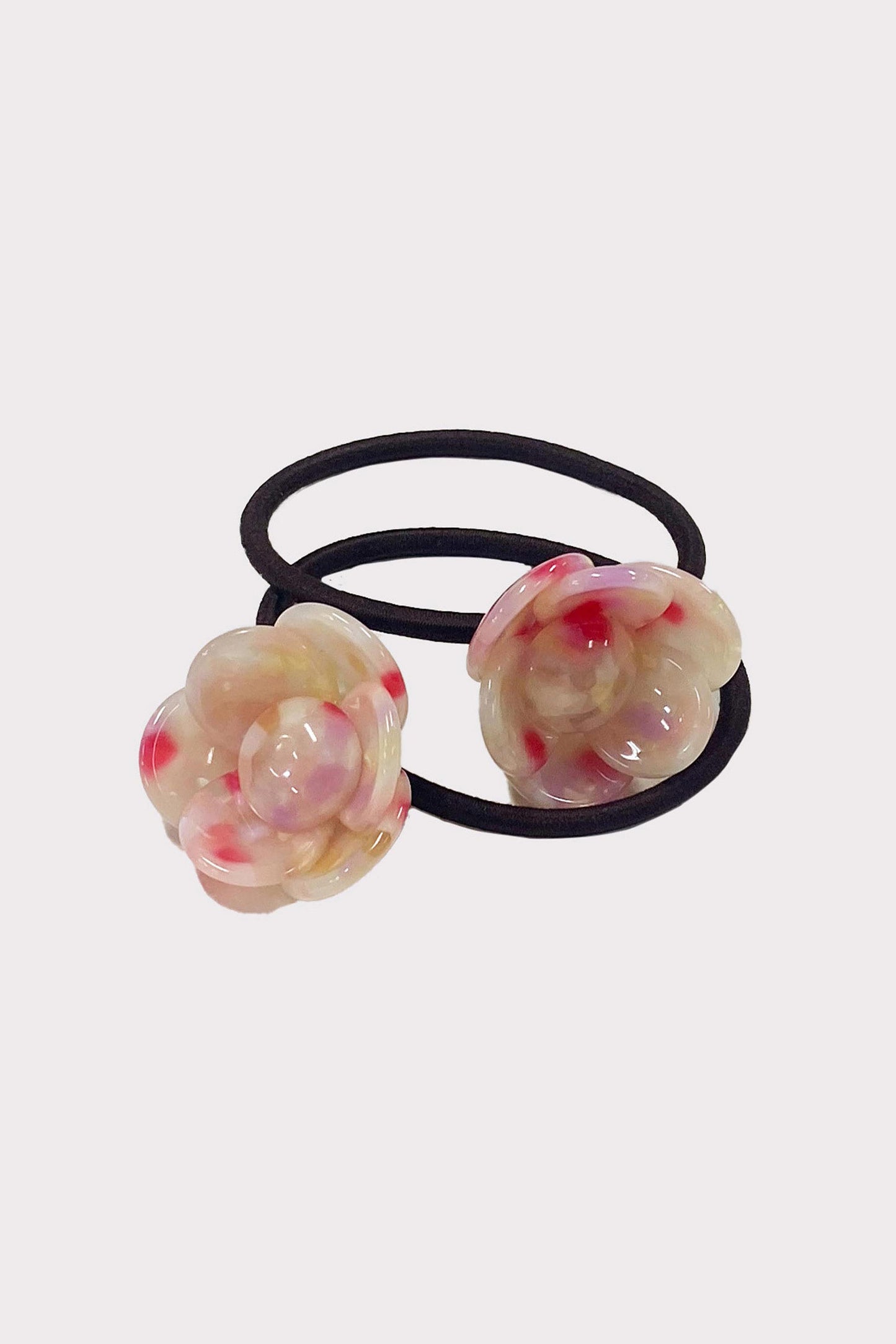 Mandy Hair Tie Set Of 2 - Pink Marble