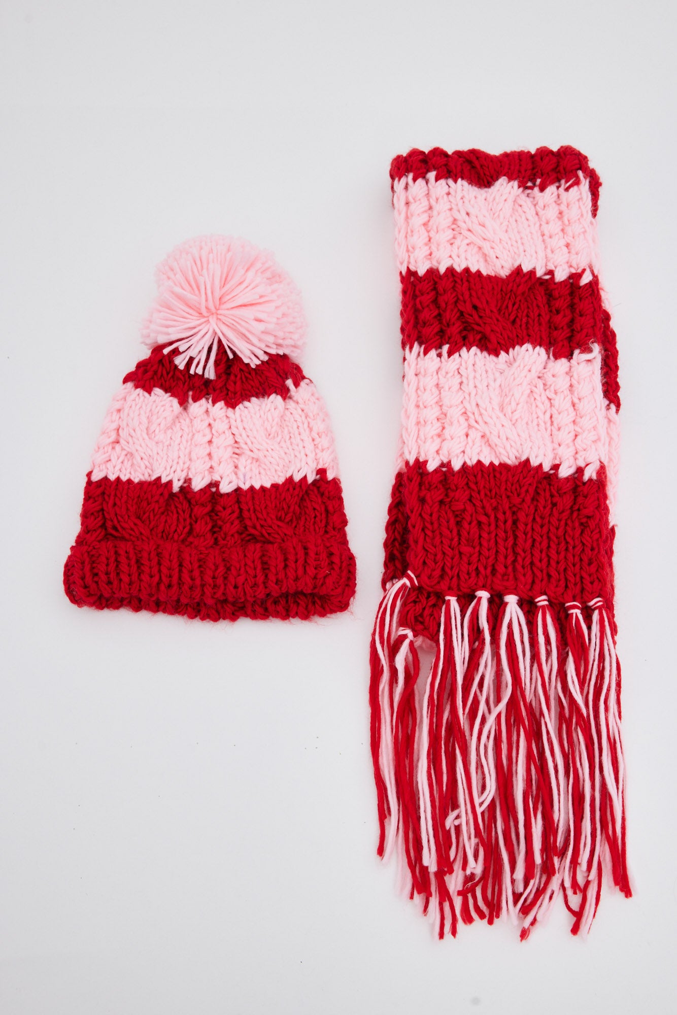 Heidi Scarf - Red + Pink Stripe