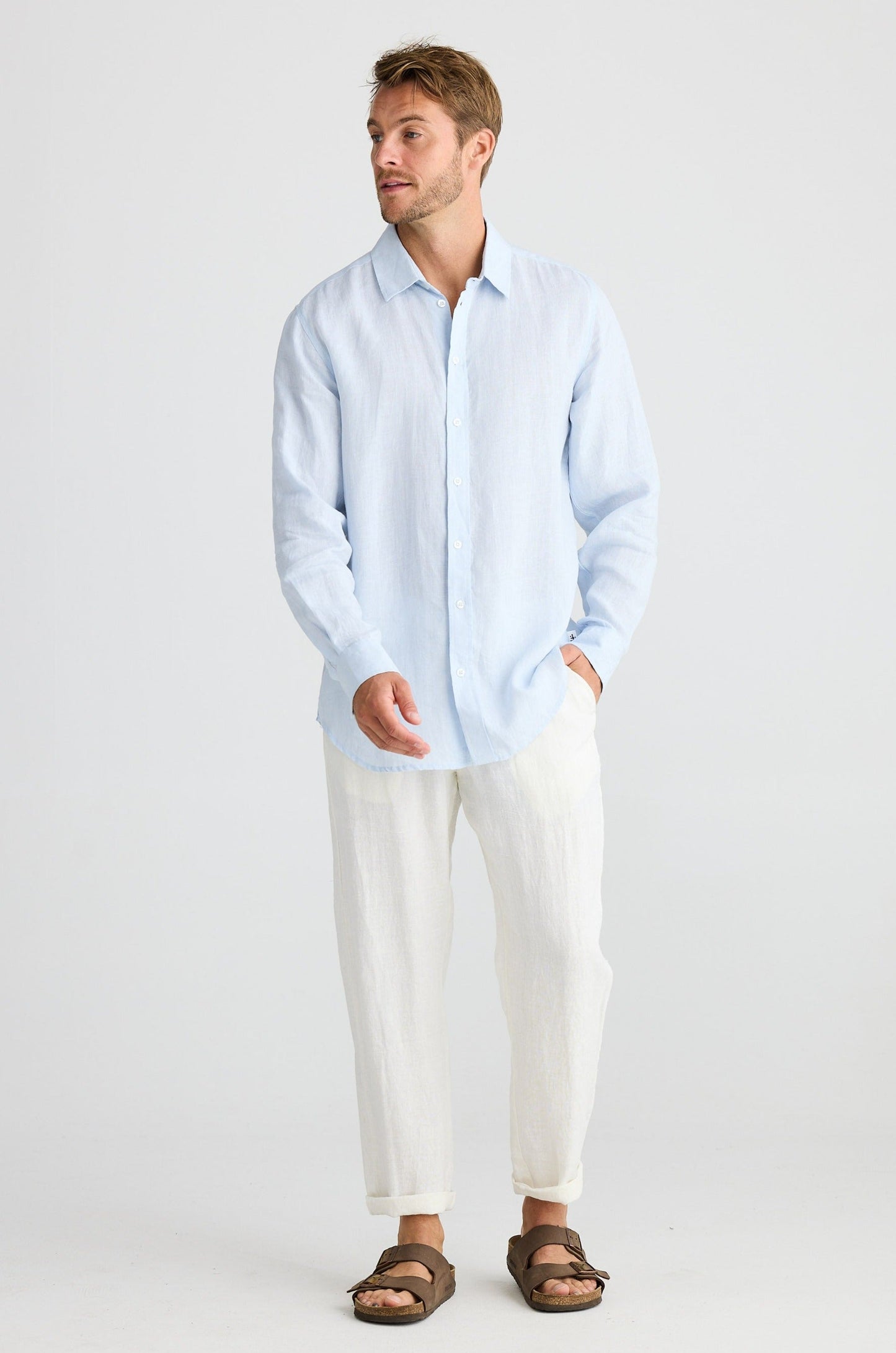 Oxford Shirt - Pale Blue Linen