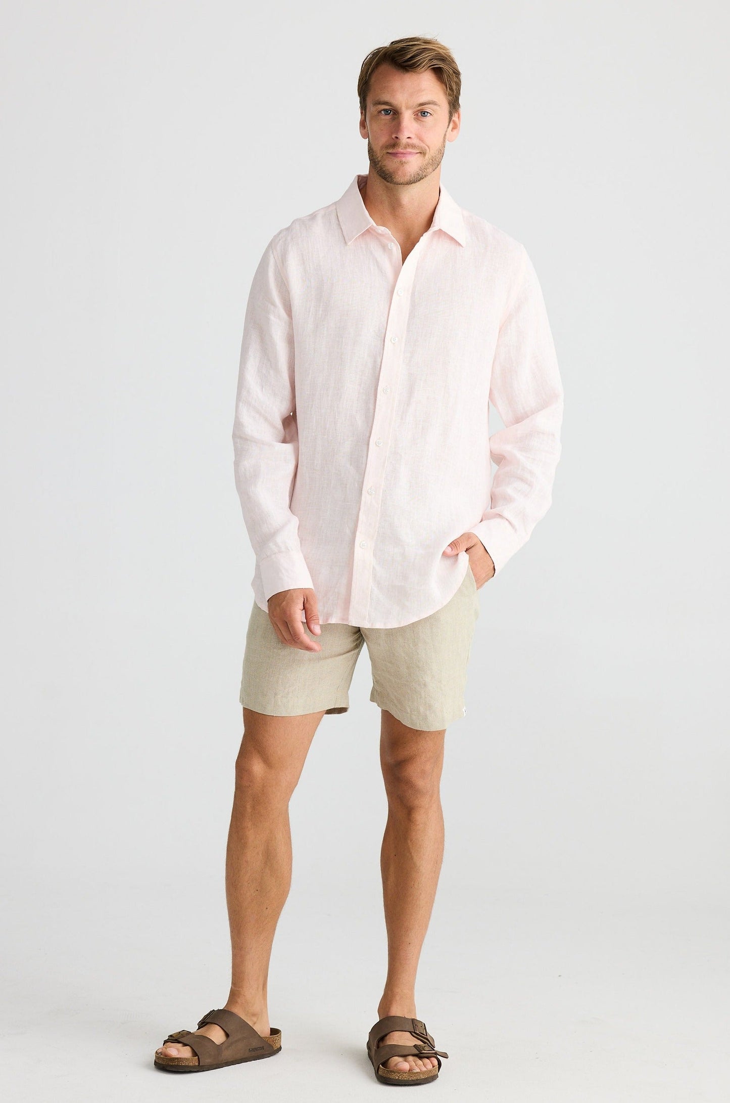 Oxford Shirt - Pale Pink Linen