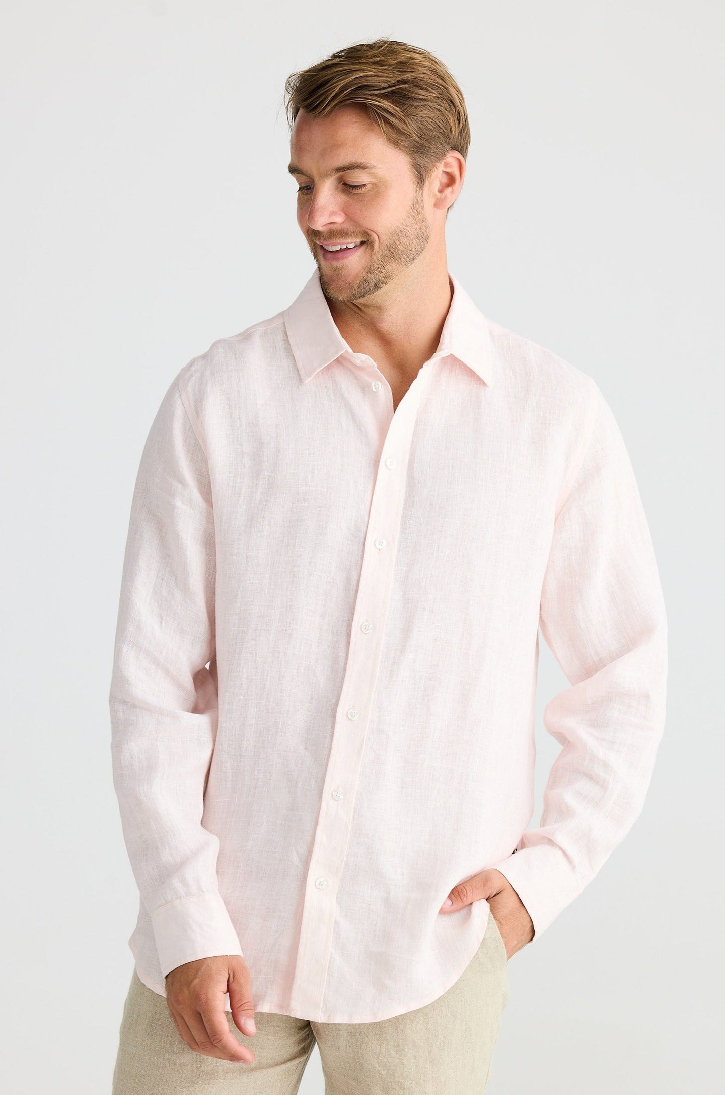 Oxford Shirt - Pale Pink Linen