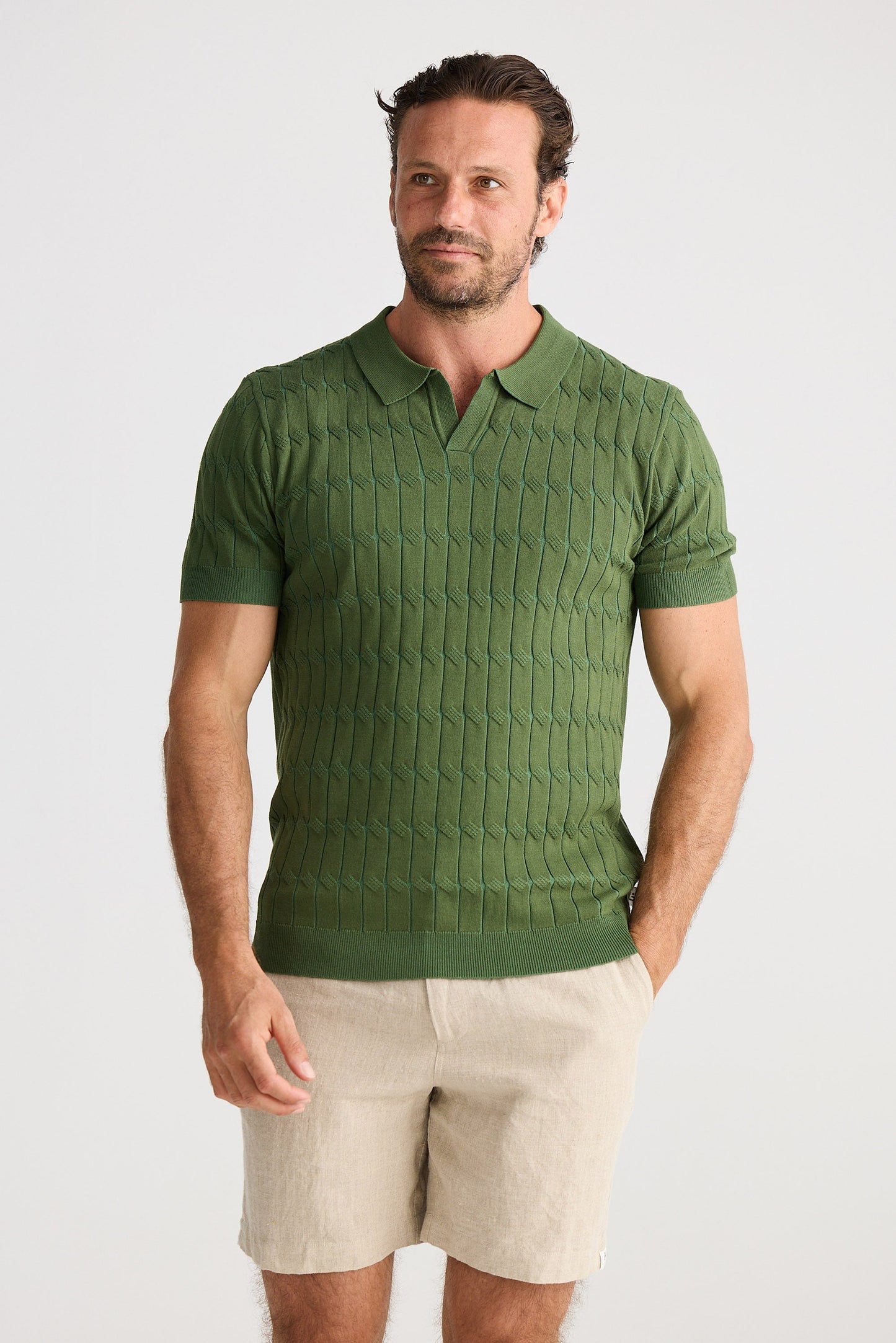 Flynn Knit SS Polo - Forest