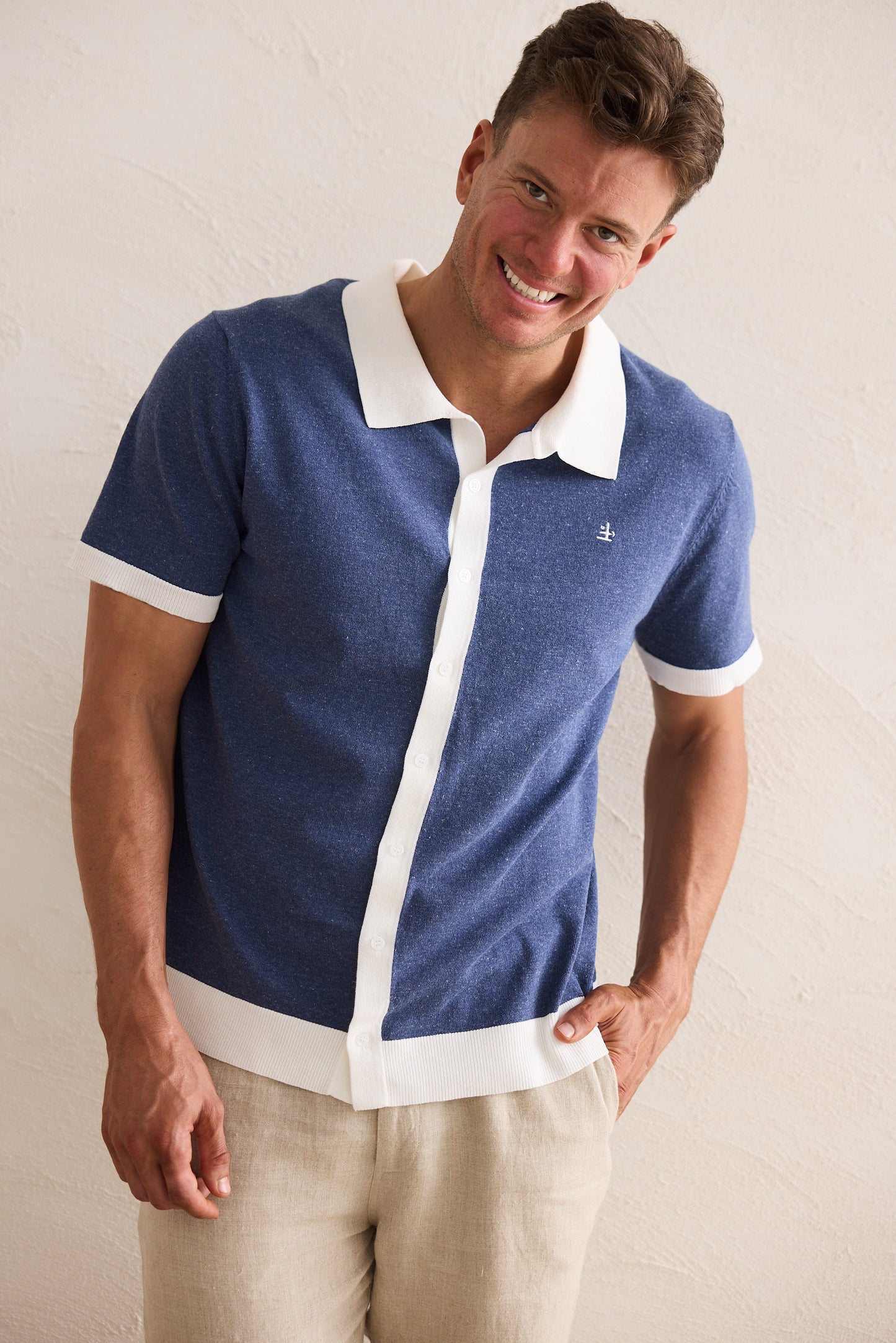 Plymouth Knit Shirt - Blue W Off White