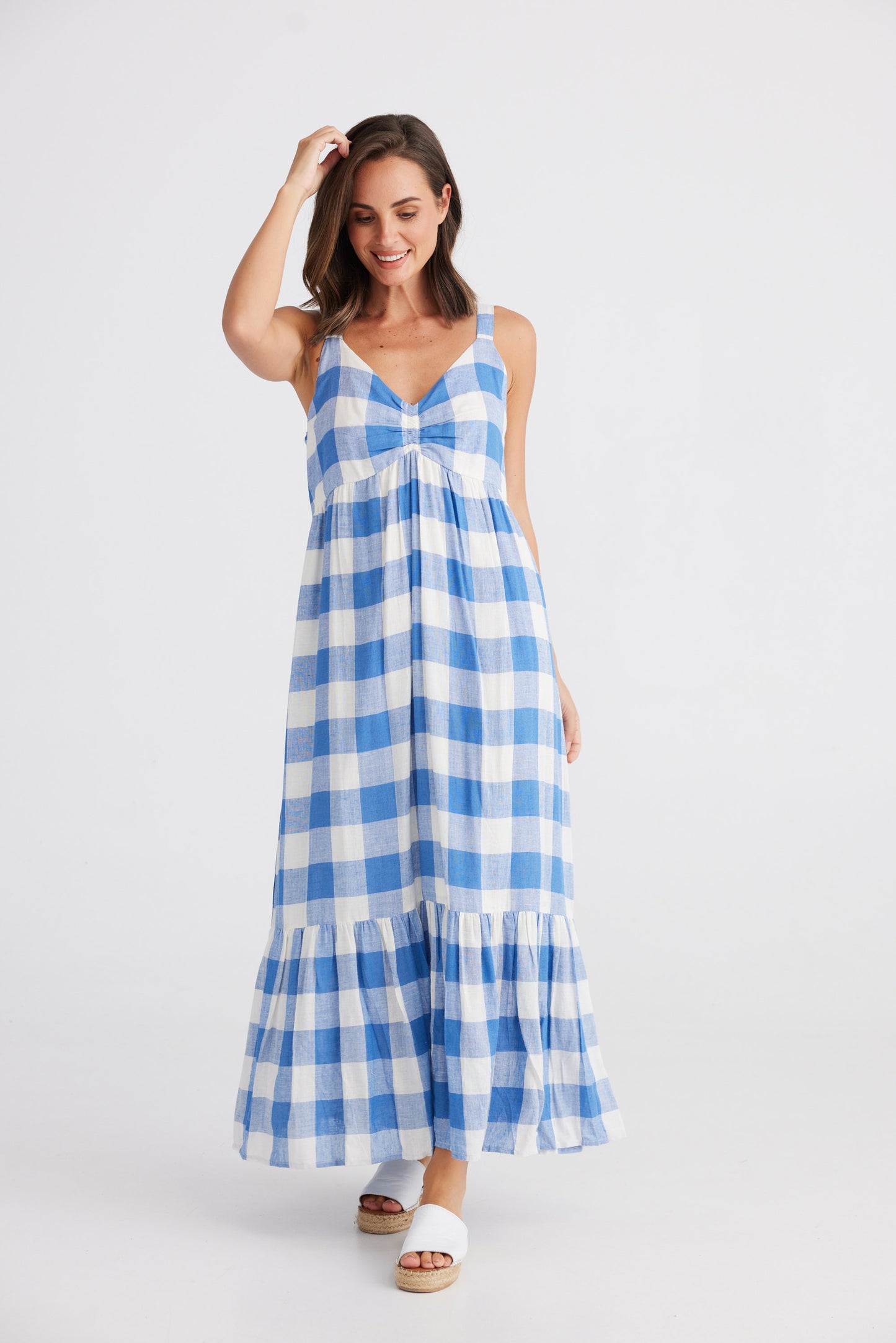 MIDSUMMER DRESS - YACHT BLUE CHECK