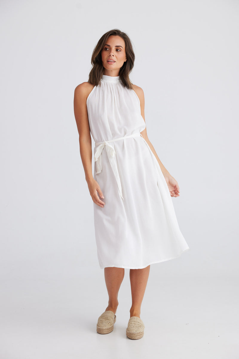 Coco Halter Dress - White Modal