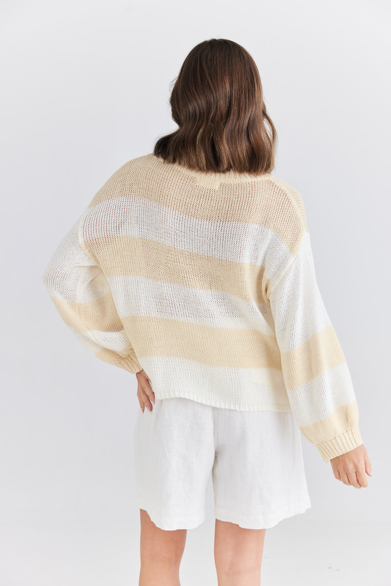 Driftwood Long Sleeve Top - Natural + White