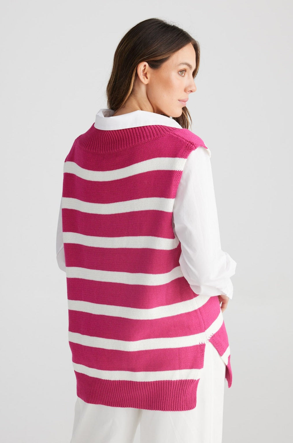 Driftwood Vest - Pink + White