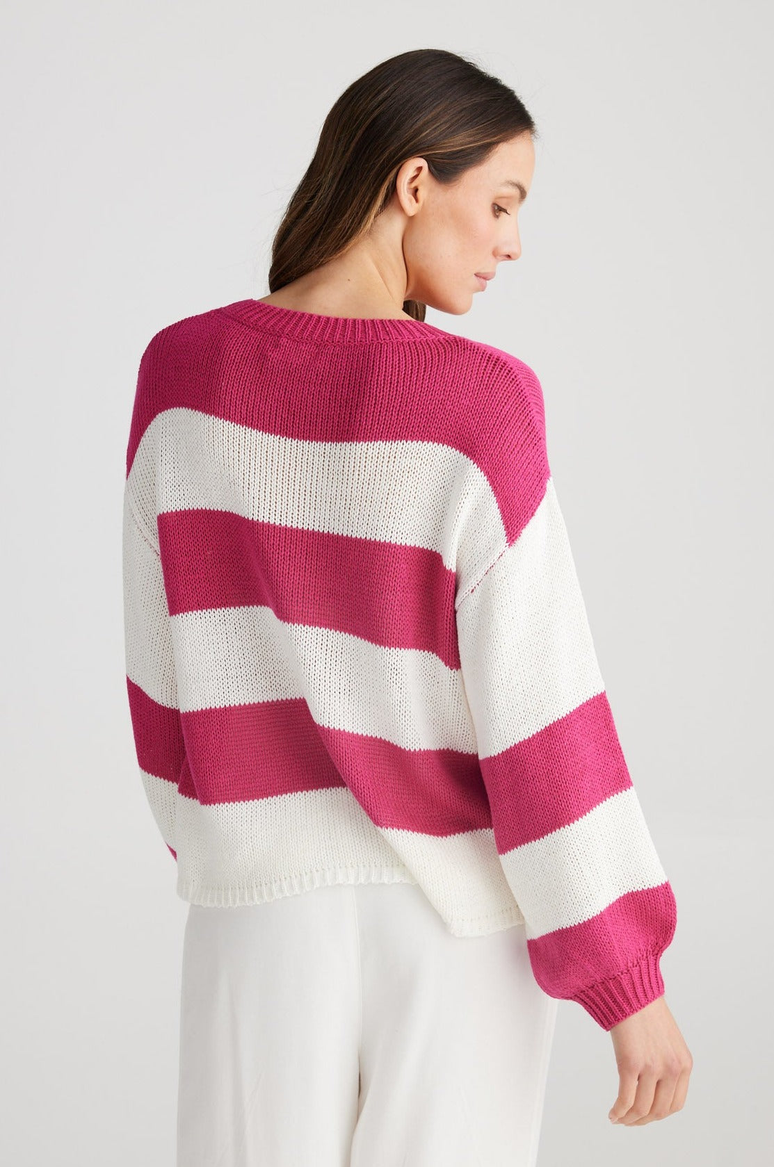 Driftwood Long Sleeve Top - Pink + White