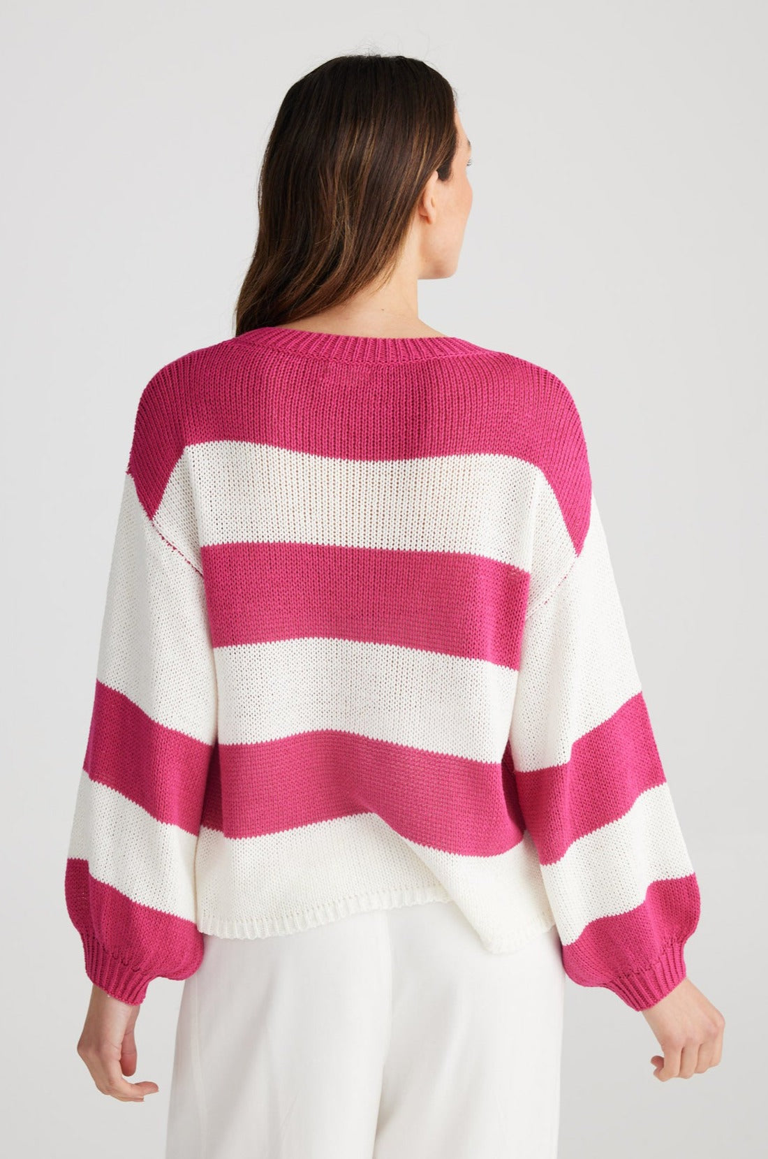 Driftwood Long Sleeve Top - Pink + White