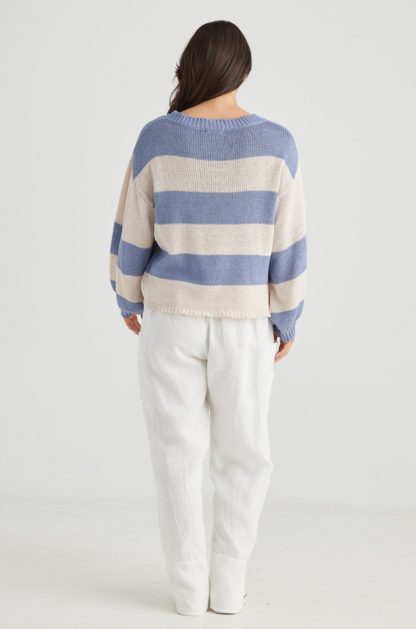 Driftwood Long Sleeve Top - Lake Blue Stripe