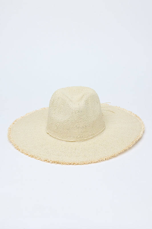 Beige straw hat on a light gray background