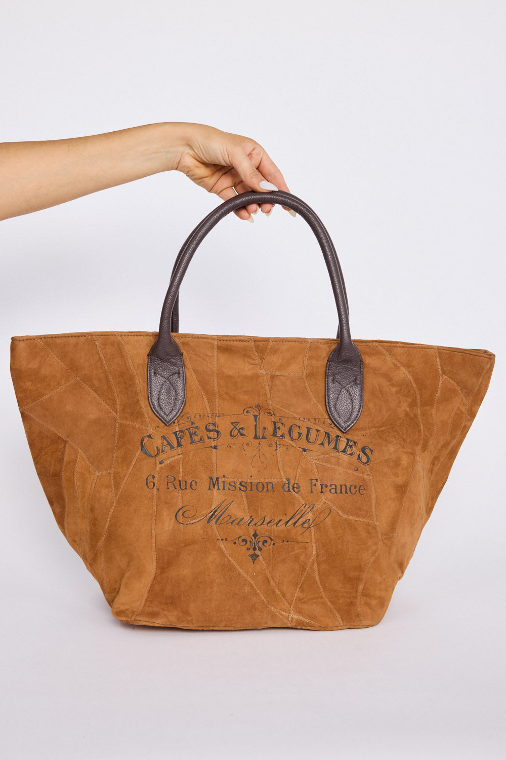 Cafes Bag - Tan bag in tan with structured silhouette, alternate view on white background