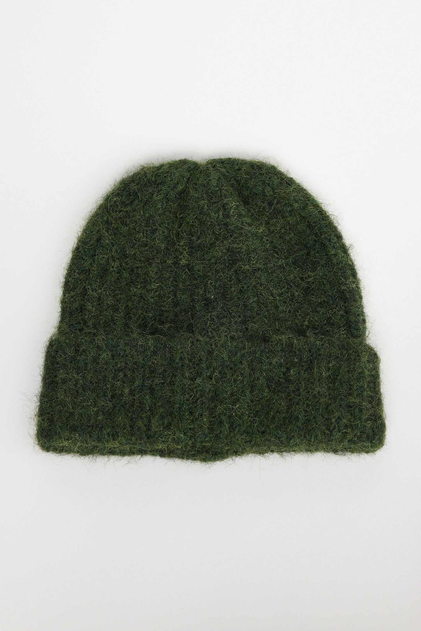 Andrea Beanie - Olive beanie in olive with wide rib texture, front view on white background