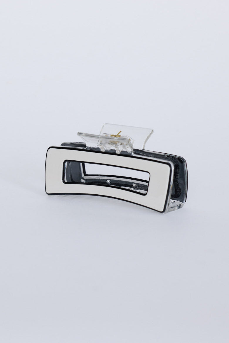 Webster Hair Claw - Off White hair claw in off white with glossy finish, front view on white background