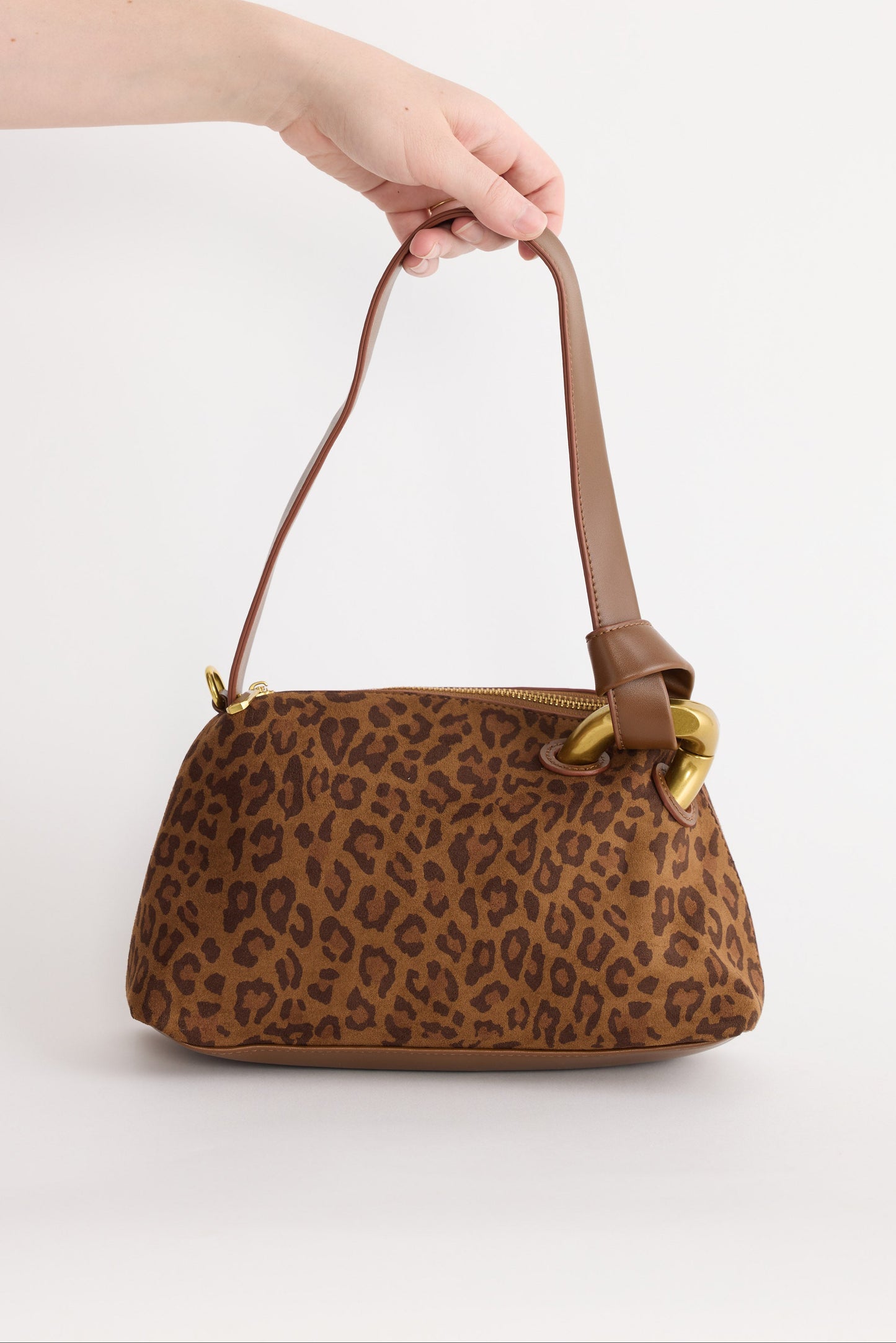 Lola Handbag - Leopard handbag in leopard with leopard print, front view on white background