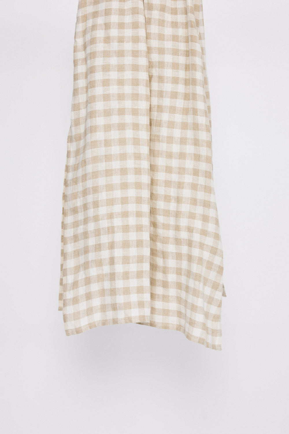 Brooker Scarf - Natural scarf in natural with check pattern, front view on white background