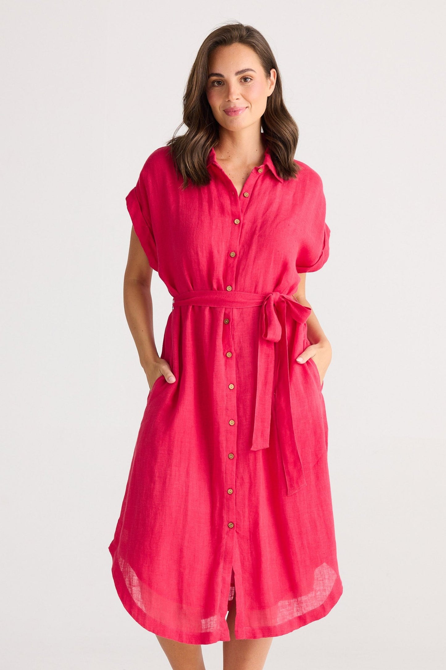 Vea Shirt Dress - Raspberry Gauze