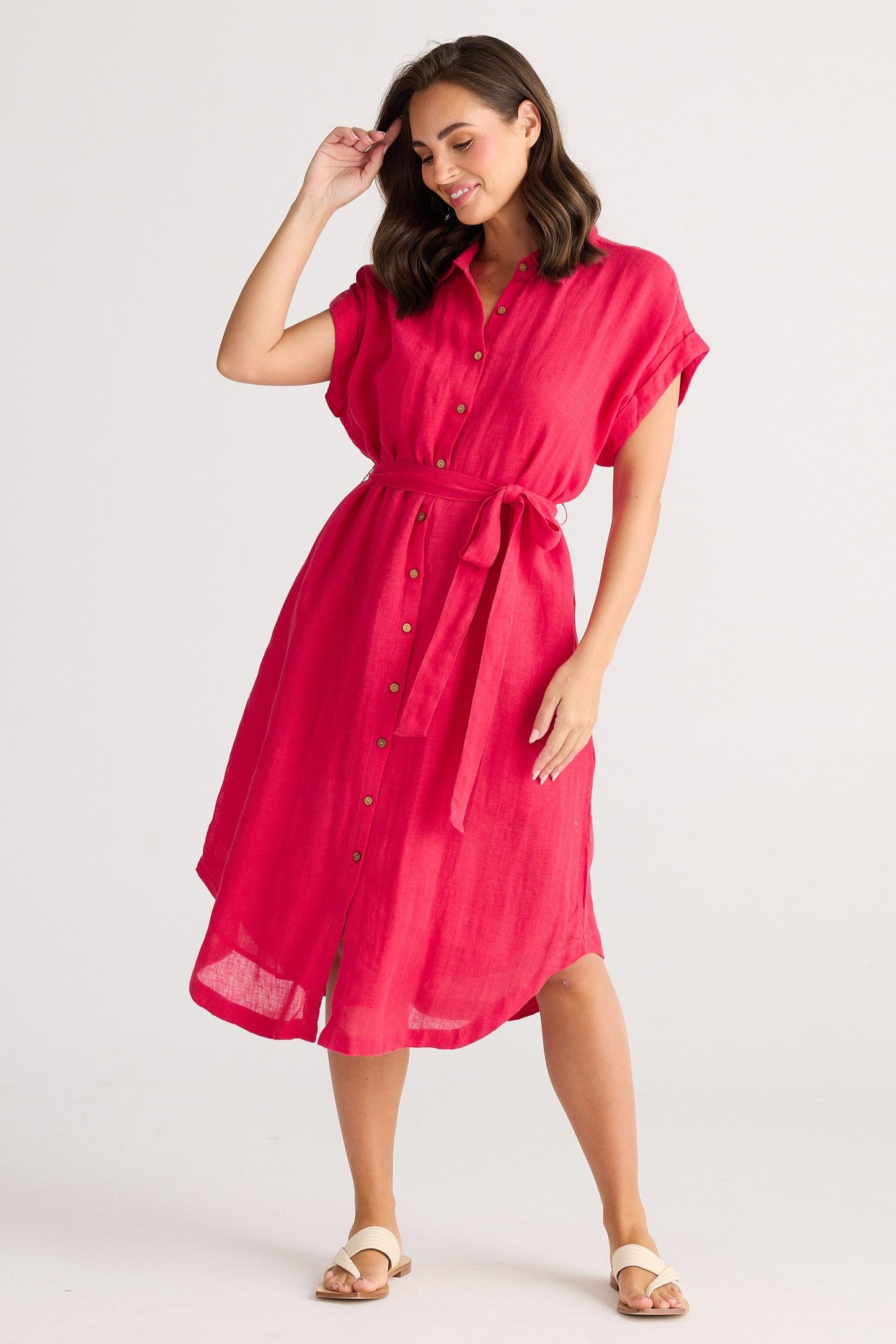 Vea Shirt Dress - Raspberry Gauze